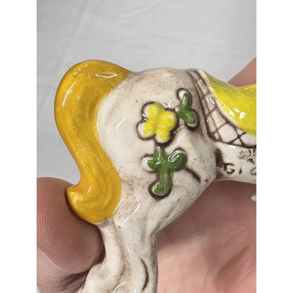 Lot 4 Vintage Gigi USA Ceramic‎ Horse Ornaments 3D Hand Painted Red Yellow Retro - Picture 11 of 15